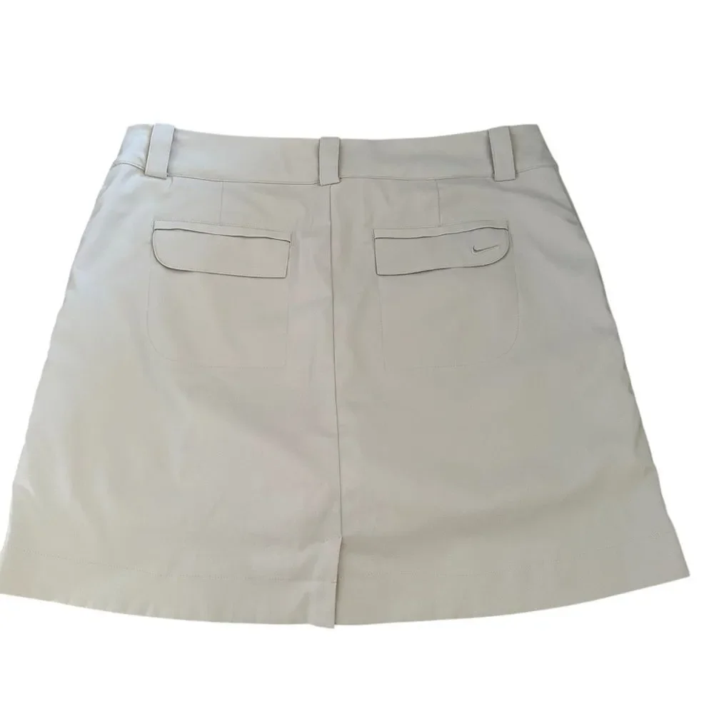 Nike Beige Golf Skort ~ 2 button zipped closure ~ side and back pockets ~ size M - Picture 2 of 12